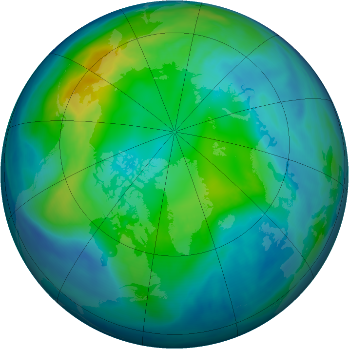 Arctic ozone map for 30 October 2007